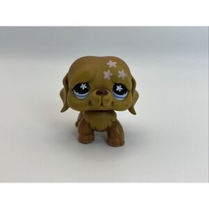 LPS LITTLEST PET SHOP SAINT BERNARD DOG #481 BROWN‎ TAN DOG FLOWERS - SEE PICS